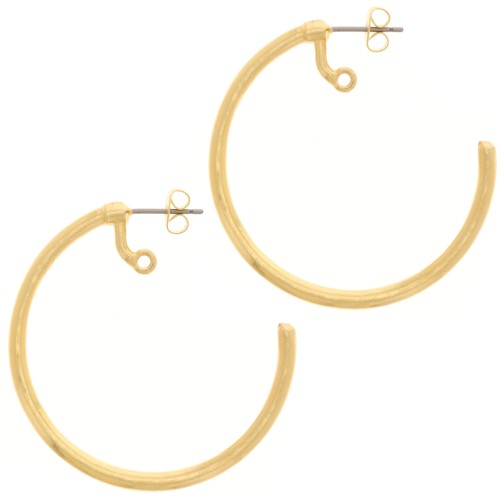 42mm Open Hoop earrings with ring - Fine Gold Plated x2