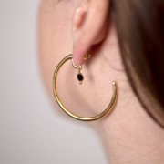 42mm Open Hoop earrings with ring - Fine Gold Plated x2