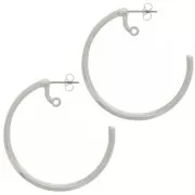 42mm Open Hoop earrings with ring - Antique silver plating x2