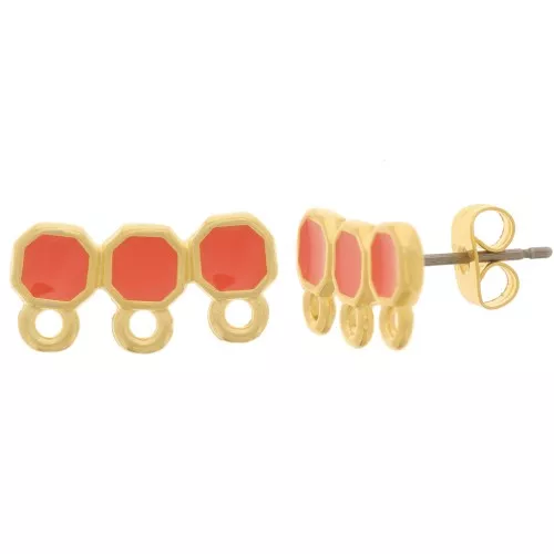 8x16mm 3 rows epoxy resin EarStuds - Fine Gold plated - Hyacinth x2