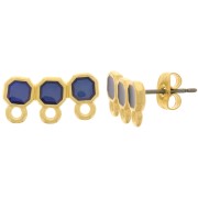 8x16mm 3 rows epoxy resin EarStuds - Fine Gold plated - Blue x2