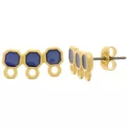 8x16mm 3 rows epoxy resin EarStuds - Fine Gold plated - Blue x2