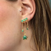 8x16mm 3 rows epoxy resin EarStuds - Fine Gold plated - Green pearl x2