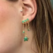 8x16mm 3 rows epoxy resin EarStuds - Fine Gold plated - Green pearl x2