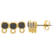 8x16mm 3 rows epoxy resin EarStuds - Fine Gold plated - Black pearl x2|raw }}