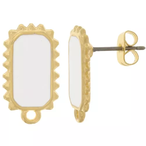 18x10mm Earstuds - Fine Gold plated - White x2