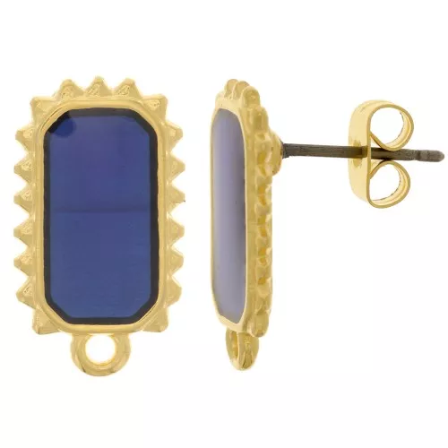 18x10mm Earstuds - Fine Gold plated - Blue x2