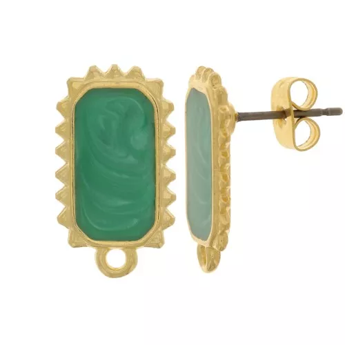 18x10mm Earstuds - Fine Gold plated - Green Pearl x2