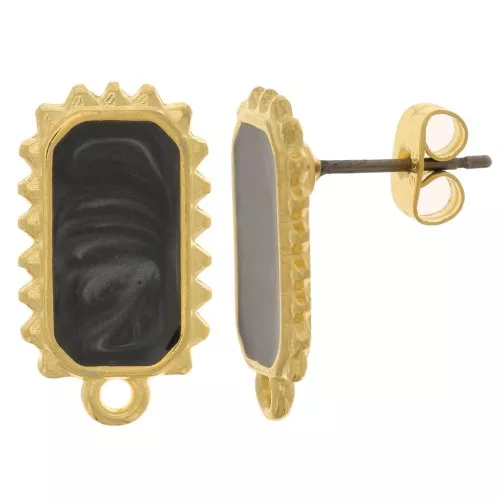 18x10mm Earstuds - Fine Gold plated - Black Pearl x2