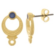 11mm Ethnic Textured EarStuds - Fine Gold plated - Blue x2|raw }}