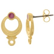 11mm Ethnic Textured EarStuds - Fine Gold plated - Plum Pearl x2|raw }}