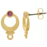 11mm Ethnic Textured EarStuds - Fine Gold plated - Plum Pearl x2