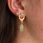 11mm Ethnic Textured EarStuds - Fine Gold plated - Black Pearl x2