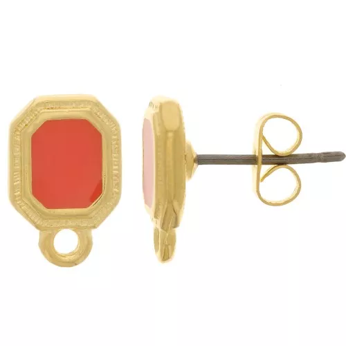12x8mm epoxy resin EarStuds - Fine Gold plated - Hyacinth x2