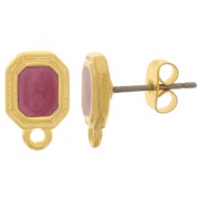 12x8mm epoxy resin EarStuds - Fine Gold plated - Plum pearl x2|raw }}