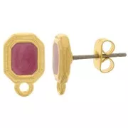 12x8mm epoxy resin EarStuds - Fine Gold plated - Plum pearl x2
