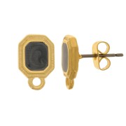 12x8mm epoxy resin EarStuds - Fine Gold plated - Black pearl x2|raw }}
