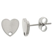 Earstuds heart 8 mm - Stainless steel 304L x2|raw }}