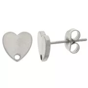 Earstuds heart 8 mm - Stainless steel 304L x2