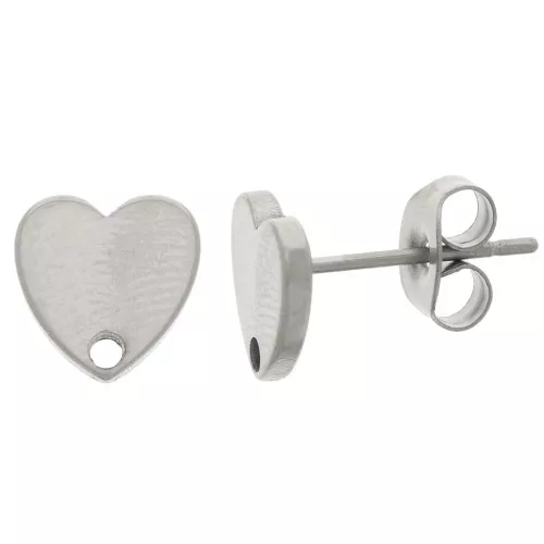 Earstuds heart 8 mm - Stainless steel 304L x2