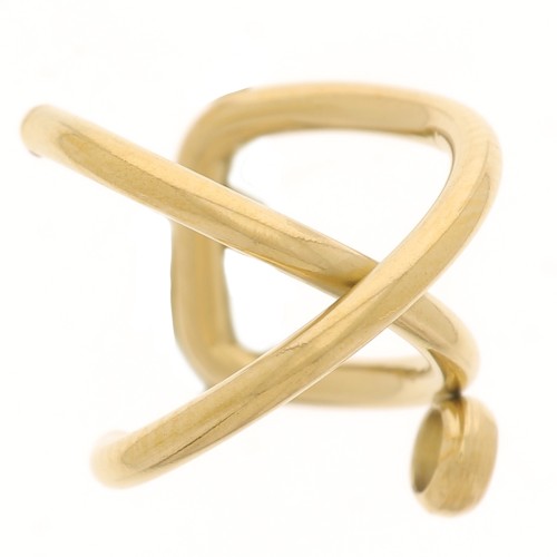 10mm 304 stainless steel cross ear cuff with closed ring - Gold Tone x1