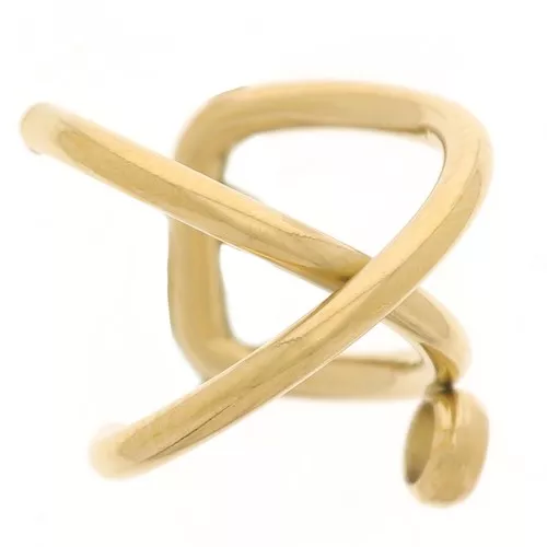 10mm 304 stainless steel cross ear cuff with closed ring - Gold Tone x1
