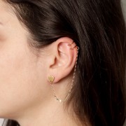 11mm Stainless steel 304 Double wire ear cuff with closed ring - Gold Tone x1