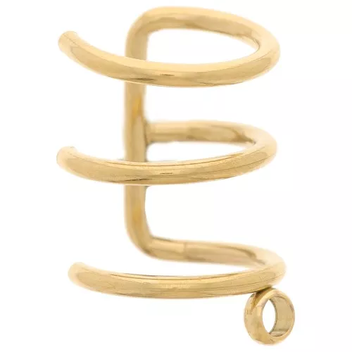 11mm 304 Stainless Steel Triple wire ear cuff with closed ring - Gold Tone x1