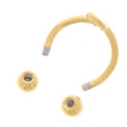 10mm 304 stainless steel thin Ear cuff with unscrewable balls - Gold Tone x1