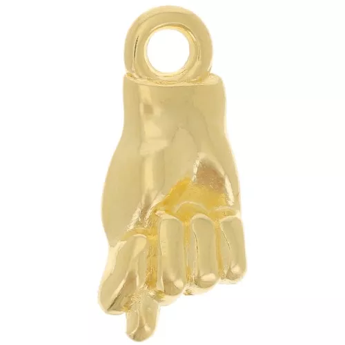 Bre15x7mm Hand charm Figa amulet - Fine Gold Plated x1