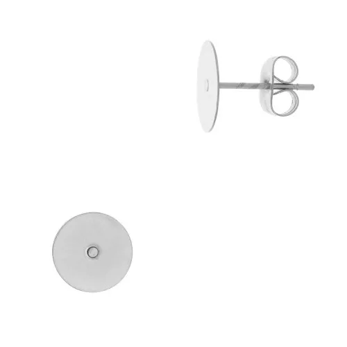 10mm 304 stainless steel disc earstuds x2