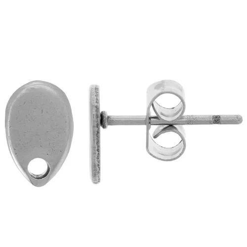 8x5mm 304 stainless steel drop earstuds with 1 hole x2