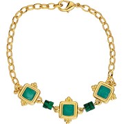 I15mm Ethnic square spacer - epoxy resin - Gold plated - Plum pearl x1