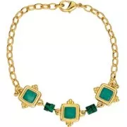 15mm Ethnic square spacer - epoxy resin - Gold plated - Green pearl x1