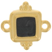 15mm Ethnic square spacer - epoxy resin - Gold plated - Black pearl x1