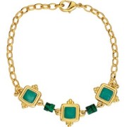 15mm Ethnic square spacer - stained glass epoxy resin - Gold plated - White x1