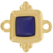 15mm Ethnic square spacer - stained glass epoxy resin - Gold plated - Blue x1|raw }}