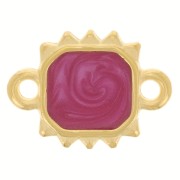 14x10mm Rectangle sunburst spacer epoxy resin - Gold plated - Plum pearl x1