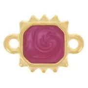 14x10mm Rectangle sunburst spacer epoxy resin - Gold plated - Plum pearl x1