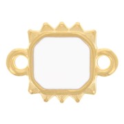 14x10mm Rectangle sunburst spacer vitrail epoxy resin - Gold plated - White x1