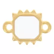 14x10mm Rectangle sunburst spacer vitrail epoxy resin - Gold plated - White x1