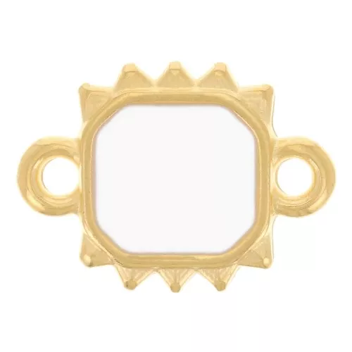 14x10mm Rectangle sunburst spacer vitrail epoxy resin - Gold plated - White x1