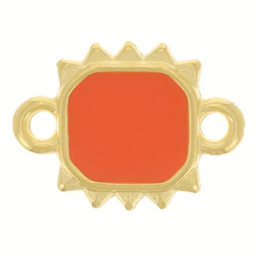 14x10mm Rectangle sunburst spacer vitrail epoxy resin - Gold plated - Hyacinth x1