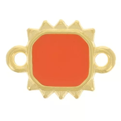 14x10mm Rectangle sunburst spacer vitrail epoxy resin - Gold plated - Hyacinth x1