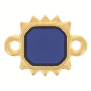 14x10mm Rectangle sunburst spacer vitrail epoxy resin - Fine gold plated - Blue x1|raw }}