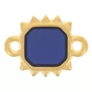 14x10mm Rectangle sunburst spacer vitrail epoxy resin - Fine gold plated - Blue x1
