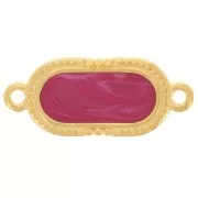 23x10mm Textured oval spacer - epoxy resin - Fine Gold plated - Plum pearl x1