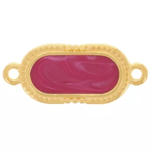 23x10mm Textured oval spacer - epoxy resin - Fine Gold plated - Plum pearl x1