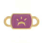 16x7mm Rectangle spacer moon pattern & epoxy resin - Fine Gold plated - Plum x1|raw }}