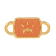 16x7mm Rectangle spacer moon pattern & epoxy resin - Fine Gold plated - Salmon x1